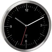 TFA-Dostmann Funk Wanduhr ohne Tickgeräusche Glas Edelstahl Schwarz-Silber