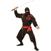 Widmann SUPER MUSKEL NINJA (Muskelshirt mit Kapuze, Gesichtsmaske, Hose, Gürtel), L