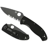 Spyderco Tenacious Taschenmesser, schwarz, Wellenschliff