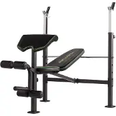 Tunturi Hantelbank WB60, verstellbare Rückenlehne, Langhantelablage, Beintrainer, Langhantelablage