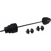 Tunturi Hantelset Vinyl mit 1 Langhantel, 2 Kurzhantel, 16 Hantelscheiben 50 kg mit 5 kg, 2,5 kg, 1,25 kg,