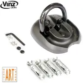 Vinz Everest Wandanker / Bodenanker | ART4 Zertifikat | Bügelstärke Ø14mm | zur Sicherung für Motorrad Moped Fahrrad | auf- und einklappbar Befestigungsanker | mit Befestigungsmaterial (Schwarz)