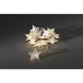 Konstsmide - LED Dekolichterkette, silberne Metallsterne, 16 warm weiße Dioden, 24V Innentrafo, transparentes Kabel ; 3171-303