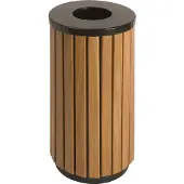 V-Part - Abfalbehälter für draußen 40 Liter - Steel - Holz Optik, Schwarz