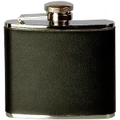 Basic Nature - Flachmann Eckig Leder - Flachmann Gr 180 ml schwarz/grau