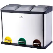 Bergner Edelstahl Treteimer Abfalleimer 3 Behälter Mülleimer PT-9338