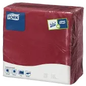 Tork Dinnerservietten Bordeauxrot, 1/4-Falz, 2‐lagig, 40 cm × 39 cm, 12 × 150 Se...