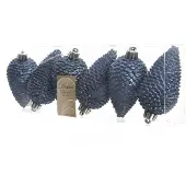 Décoris Christbaumschmuck Zapfen Bruchfest 4,5cm H 8cm 6 Stk Blau