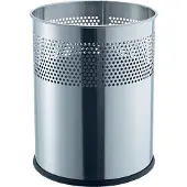 Helit Papierkorb rund 15L, Edelstahl silber, H 321 x Ø 255 mm, luftdurchlässiges Lochraster