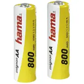 Hama 2x AA NiMH Batteries, Wiederaufladbarer Akku, Nickel-Metallhydrid (NiMH), 1,2 V, 2 Stück(e), 800 mAh, Silber