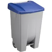 BRB-Lagertechnik Tretabfalleimer mit Rollen, Inhalt 80 Liter, HxBxT 740 x 490 x 420 mm, Korpus grau, Deckel blau