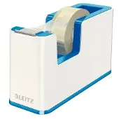Leitz Klebefilmabroller WOW, ergonomisch, für Klebebandrollen mit B 19 mm x L 33 m, inkl. Klebeband, recycelbarer ABS-Kunststoff, weiß/blau