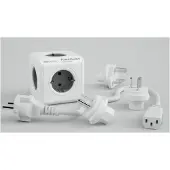 Allocacoc PowerCube ReWirable Travel Plugs GRAU + DE Kabel, Reiseadapter & 5x Verteiler, 230V Schuko