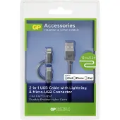 GP CB03 Lade- und Sync-Kabel, 2-in-1-Micro-USB + Blitzanschluss