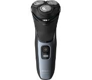 Philips 3000 series Wet or Dry electric shaver, Series 3000, Rotation shaver, Black, Blue, Charging, Power, Battery, Lithium-Ion (Li-Ion), Built-in battery