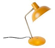 QAZQA Retro Tischlampe gelb mit Bronze - Milou