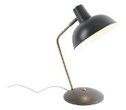 QAZQA Retro Tischlampe taupe mit Bronze - Milou