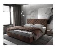 DELIFE Boxspringbett Dream-Great 180x200 cm Braun Vintage mit Matratze und Topper