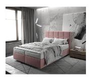 DELIFE Boxspringbett Dream-Fine 140x200 cm Mikrofaser Rosé mit Matratze und Topper