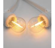 LumenXL Illu Lichterkette, 1 Watt LED Filament Glühlampe, weißes Kabel, 10-50 Meter