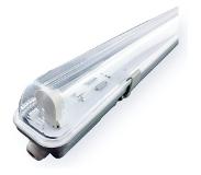 Spectrum Komplettset - 120cm Einzelfassung - IP65 Feuchtraum -Wannenleuchte + 18W LED Leuchtstoffröhre 4000K - 840 - Neutralweiß