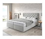 DELIFE Boxspringbett Dream-Great 160x200 cm Mikrofaser Silbergrau mit Matratze und Topper