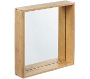 Furniteam | Wandwürfel mit Spiegel Avery naturel Bambus 40x40x9 cm | NADUVI
