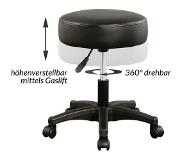 Casaria Tabouret/ Bürohocker/Arbeitshocker - Drehbar und verstellbar - Schwarz