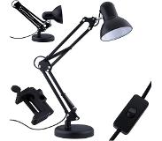 BES LED LED-Schreibtischlampe - Prixa Rety - E27-Fassung - Verstellbar - Retro - Klassisch - Rund - Mattschwarz