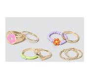 Gina tricot - Beaded Flower And Enamel Ring Pack - Ring - Rosa - One Size - Damen