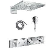 Hansgrohe Rainselect Unterputz Duschsystem mit Thermostat und quadratische Kopfbrause 30 cm, chrom glänzend