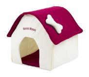 Pawise Hundehaus Hundehütte aus Stoff Sweet Home - 40 x 40 x 45 cm - weiss-rot