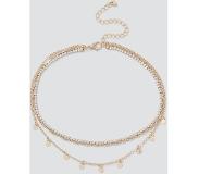 Gina tricot - Rhinestone Drop Choker Necklace - Halskette - Gold - One Size - Damen
