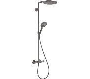 Hansgrohe Showerpipe 240 1jet PowderRain mit Ecostat Comfort Thermostat : Hansgrohe Farbe - Brushed Black Chro