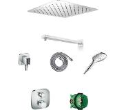 Hansgrohe Ecostat E Unterputz Duschsystem mit Thermostat und quadratische Kopfbrause 40 cm Chrom glänzend