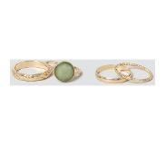 Gina tricot - Recycled Grün & Gold Ring Pack - Ring - Grün - One Size - Damen