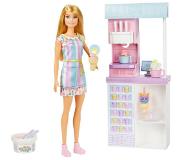 Mattel Eisdiele mit Puppe (blond), Barbie Set inkl. Zubehör, Anziehpuppe