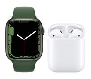 Apple Watch Series 7 41 mm Grün Aluminium Sportarmband Klee + Apple AirPods 2 Smartwatch