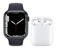Apple Watch Series 7 45mm Mitternacht Aluminium Mitternacht Sportarmband + Apple AirPods 2 Smartwatch