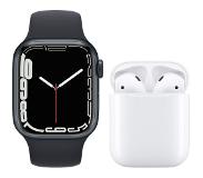 Apple Watch Series 7 41mm Mitternacht Aluminium Mitternacht Sportarmband + Apple AirPods 2 Smartwatch