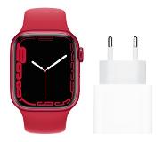 Apple Watch Series 7 4G 41mm RED Aluminium RED Sportarmband + Apple USB-C Ladegerät 20W Smartwatch