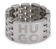 Hugo Boss Gliederring aus Edelstahl mit graviertem Stack-Logo