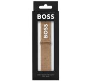 Hugo Boss Camelfarbenes Apple-Watch-Armband aus Webmaterial mit Kontrast-Logo