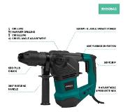 Vonroc Bohrhammer 1800W- 6 Joule - SDS plus - 4 Funktionen | Inkl. Bohrer und Meißel