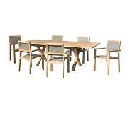 Macabane | Garten-Set Tilla Teak naturel Holz 180x100x75 cm | NADUVI