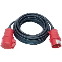 Brennenstuhl CEE Verlängerungskabel, 10 Meter, Gummi-Neopren, Verschlussklappe, IP44 staub- und spritzwassergeschützt, 400V/32A, schwarz/rot