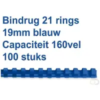 GBC Binderücken, Plastik, Ø 19 mm, 100 Stück, blau