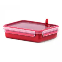 EMSA Mikrowellengeschirr Clip & Micro, rot, aus Kunststoff, Dose eckig, mit Dampfventil, 1,2 Liter
