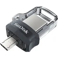 SanDisk Ultra Dual USB Drive 3.0, 16 GB, USB Type-A / Micro-USB, 3.2 Gen 1 (3.1 Gen 1), Dia, 5,6 g, Schwarz