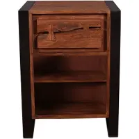 SIT Möbel NATURAL EDGE Nachtkommode Metall/Akazie natur und schwarz